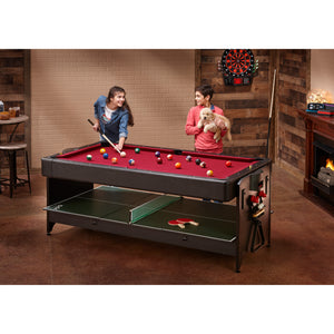 Fat Cat Original 3-in-1 7' Pockey Multi-Game Table Red